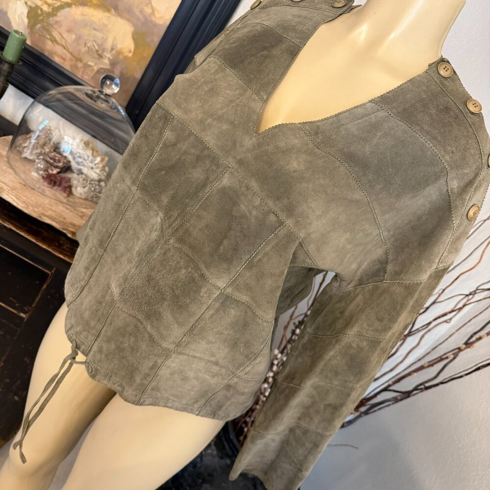 Aymo Italian Leather Patchwork Designed Long Slee… - image 3